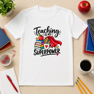 Camiseta Enseñar es mi superpoder Humor de maestro 