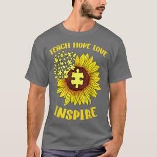 Camiseta Enseñar esperanza de amor inspira autismo de giras