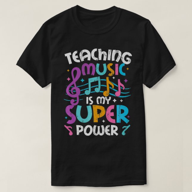 Camiseta Enseñar música es mi súper poder predicador musica (Diseño del anverso)