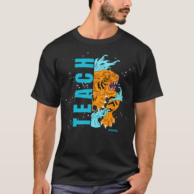 Camiseta Enseñar ( Tigre Verde azulado ) (Anverso)