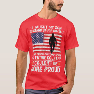 Camiseta Enseñé a mi hijo a levantarse, orgulloso militar