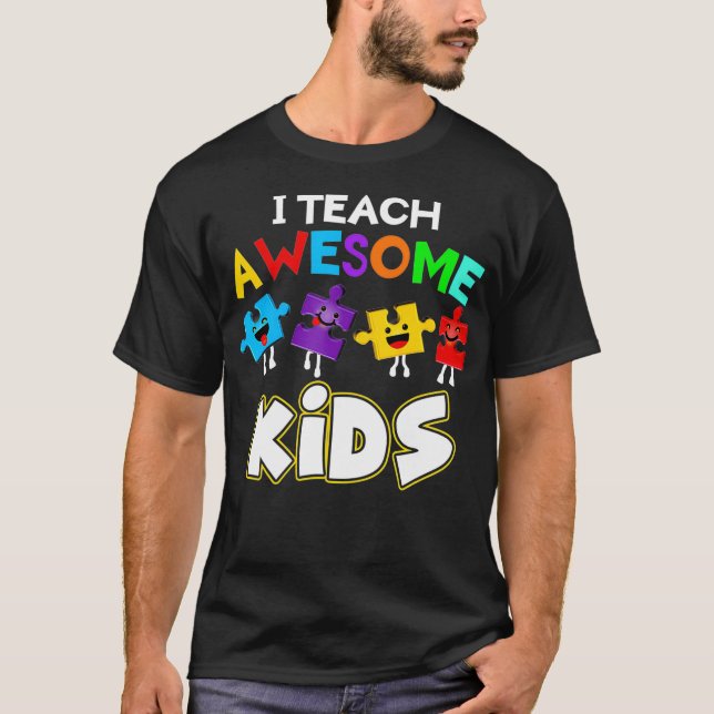 Camiseta Enseño a asombrosos niños divertidos autismo educa (Anverso)