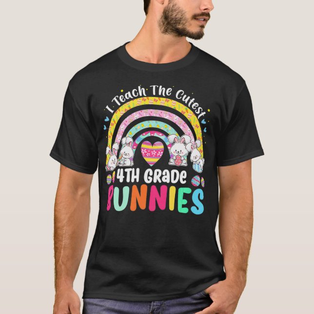 Camiseta Enseño a los conejitos más guapos en cuarto grado: (Anverso)
