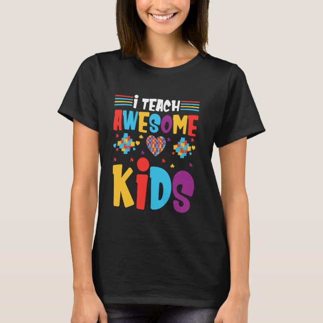Camiseta Enseño a Niños Increíbles Corazón de Rompecabezas  (Anverso)