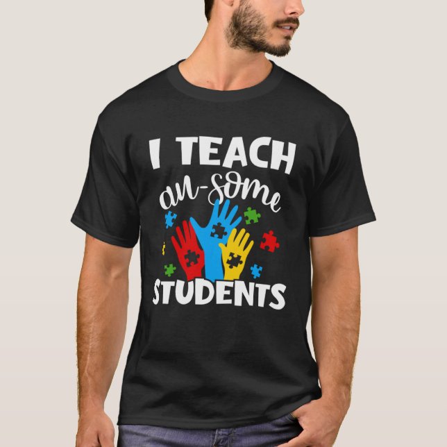 Camiseta Enseño a un profesor de autismo estudiantil (Anverso)