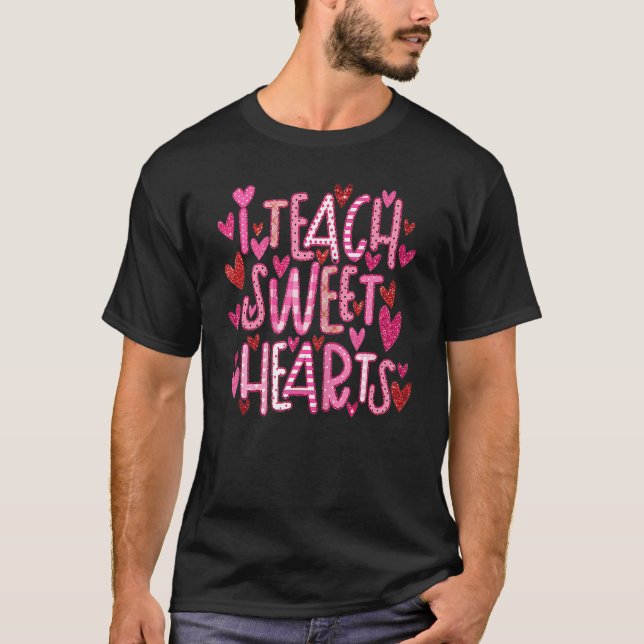 Camiseta Enseño Corazones Dulces El día de San Valentín Div (Anverso)