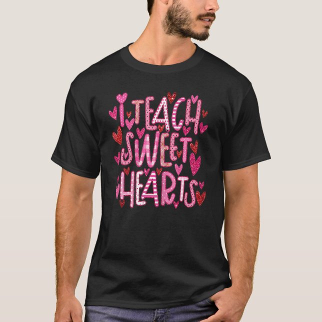 Camiseta Enseño Corazones Dulces El día de San Valentín Div (Anverso)
