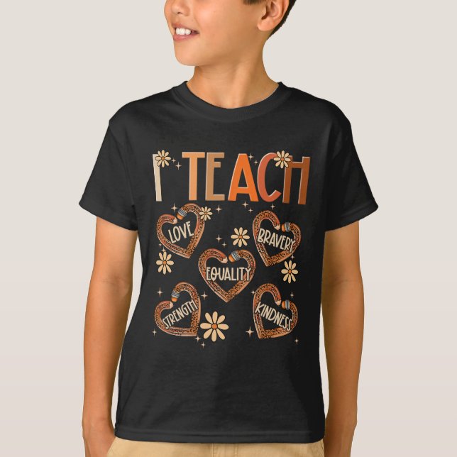 Camiseta Enseño Historia Negra Lápiz de Corazón de Leopardo (Anverso)