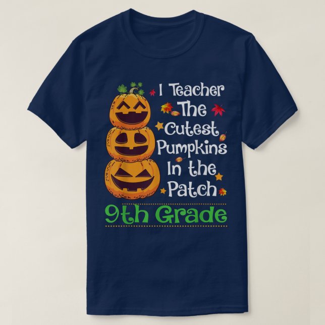 Camiseta Enseño La Calabaza Más Cuidada Maestra Hallo de 9º (Diseño del anverso)