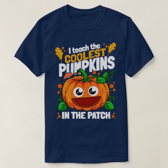 Camiseta Enseño Las Calabazas Más Frías En La Hallowee Del  (Diseño del anverso)