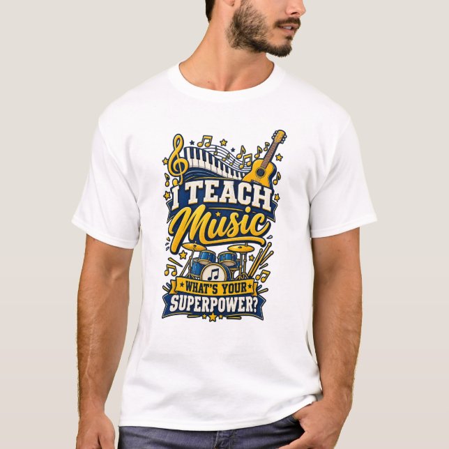 Camiseta Enseño Música ¿Cuál es tu Superpoder - Música Dive (Anverso)
