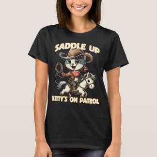 Camiseta Ensilla Kitty Está En Patrulla - Desi Gato Vaquero