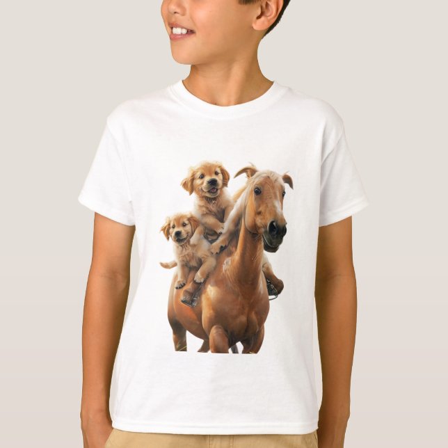 Camiseta Ensillar para sonrisas con copas de Golden Retriev (Anverso)