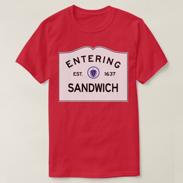 Camiseta Entering Sandwich Massachusetts Commonwealth of Ma (Diseño del anverso)