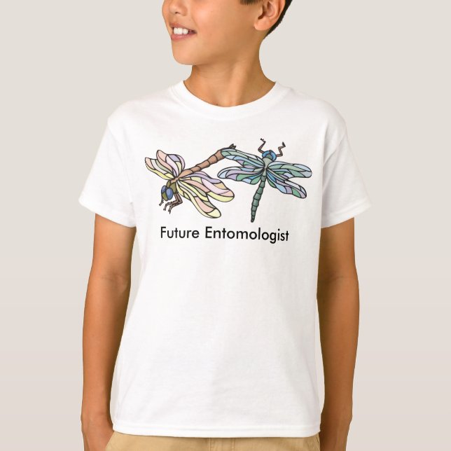 Camiseta Entomólogo futuro Peach y Dragonflies azules (Anverso)