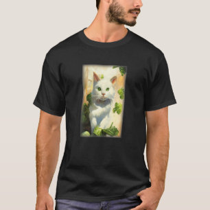 Camiseta Entorno de Gato de Bodega Blanco y Verde
