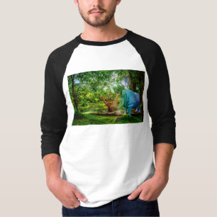 Camiseta Entorno tropical exuberante del rinoceronte de Sli