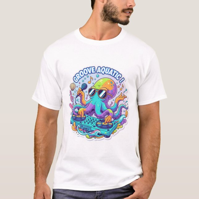 Camiseta ¡Entra con tu trabajo con nuestro Funky Octopus DJ (Anverso)