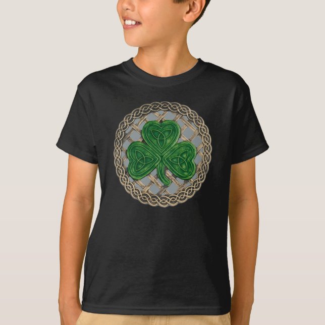 Camiseta Entramado De Shamrock Y Nudos Celtos En Camisas Gr (Anverso)