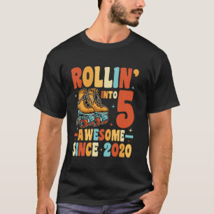 Camiseta Entrando en los 5 Cumpleaños Roller Niño Niña Retr