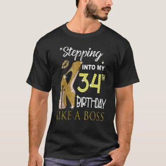 Camiseta Entrando En Mi 34 Aniversario Como Un Boss Bday Wo