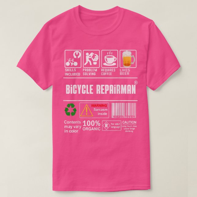 Camiseta Entre Las Habilidades De Reparador De Bicicletas S (Diseño del anverso)