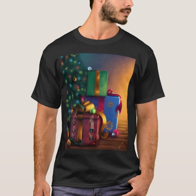 Camiseta Entrega Especial - Dragón En Navidad Presente En L (Anverso)