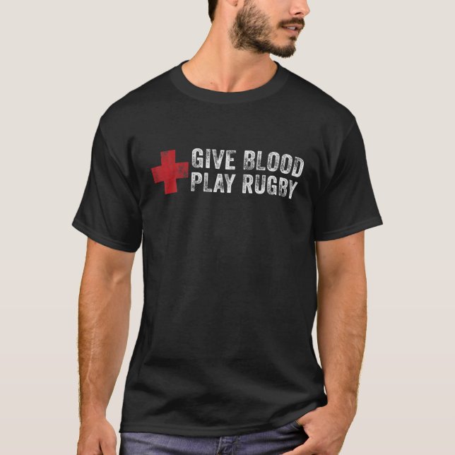 Camiseta Entregar juego de sangre jugador de rugby divertid (Anverso)