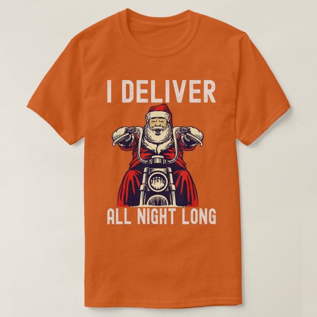 Camiseta Entrego toda la noche traviesa motocicleta Santa (Diseño del anverso)