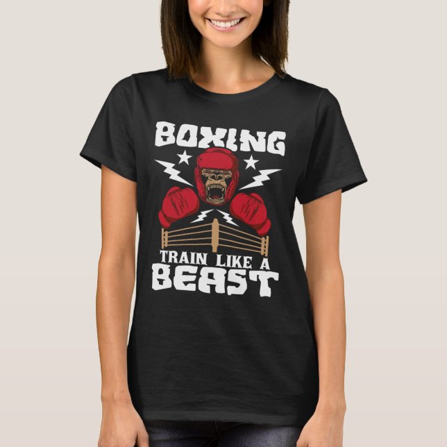 Camiseta Entrena Boxeo Como Una Bestia - Kickboxing Kickbox (Anverso)