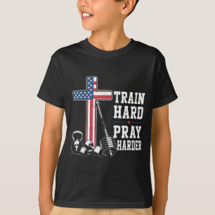Camiseta Entrena Duro Reza Más Duro Cristiano Ejercicio Pat