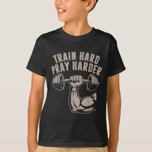 Camiseta Entrena Duro Reza Más Duro Divertido Gimnasio Cris
