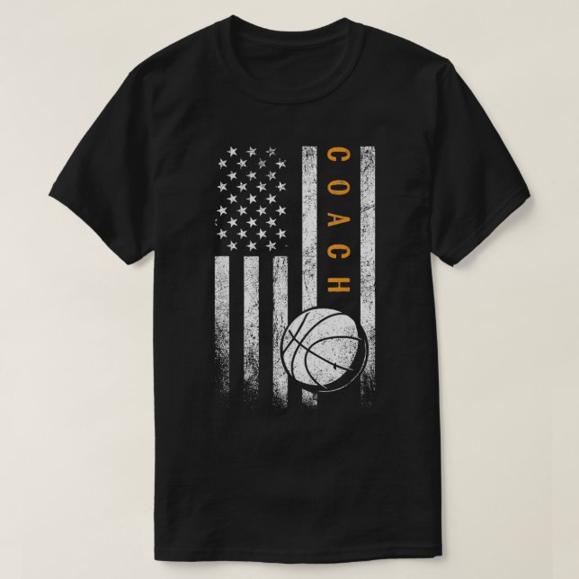 Camiseta Entrenador de baloncesto de la bandera estadounide (Diseño del anverso)