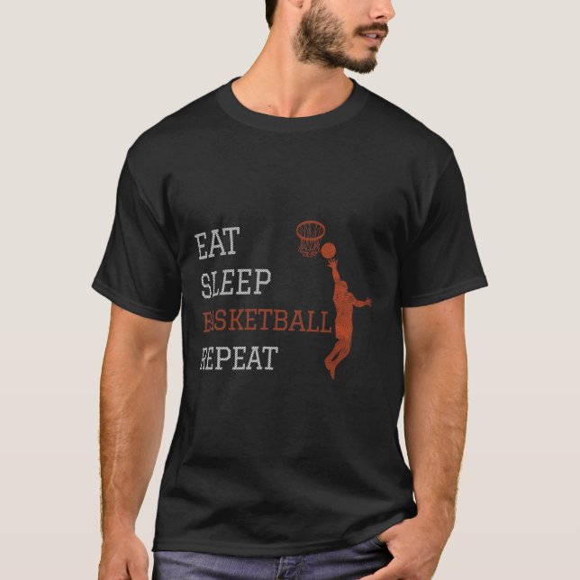 Camiseta Entrenador de baloncesto Eat Sleep Basketball Repe (Anverso)
