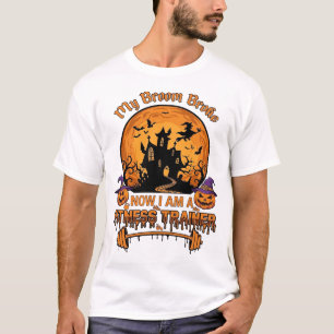 Camiseta Entrenador de Fitness de Halloween con Escoba Rota