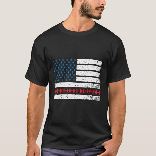 Camiseta Entrenador De Fitness Patriótico Eeuu Bandera Esta (Anverso)
