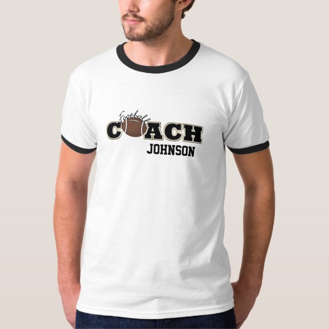 Camiseta Entrenador de fútbol negro y oro - SRF (Anverso)