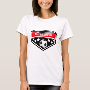 Camiseta Entrenador de fútbol rojo, negro y blanco personal