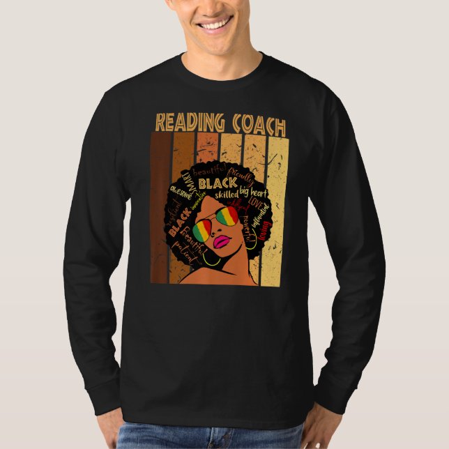 Camiseta Entrenador de lectura de historia negra afroameric (Anverso)