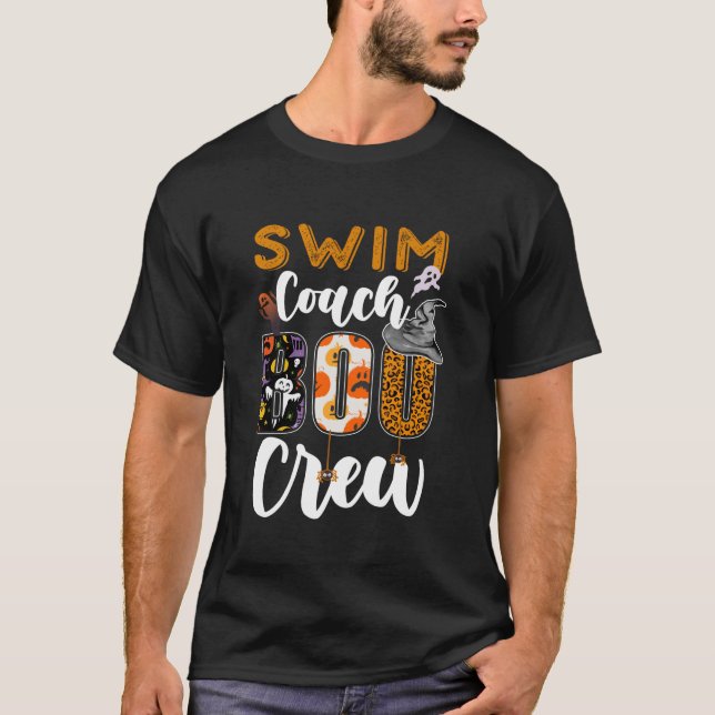 Camiseta Entrenador De Natación Boo Crew Ghost Funny Swimme (Anverso)