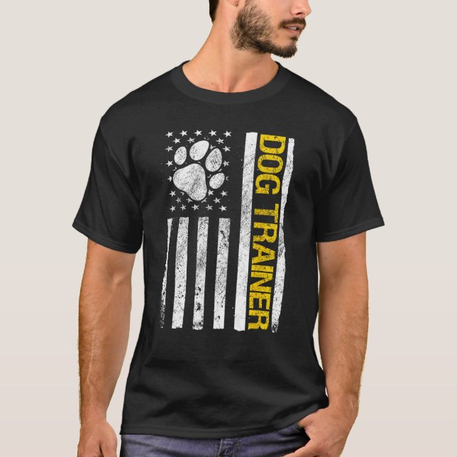 Camiseta Entrenador de perros Estados Unidos Bandera de per (Anverso)