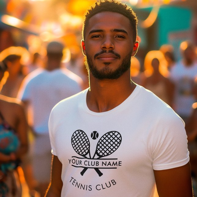 Camiseta Entrenador de Personalizado del equipo de tenis de (Lawn Tennis Club Members Swag T-Shirt with Black Logo for Men)