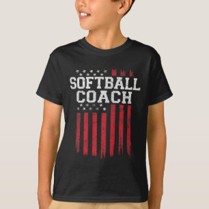 Camiseta Entrenador De Softbol Orgullosa Bandera Estadounid