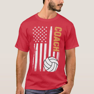 Camiseta Entrenador de voleibol Diseño de bandera americana