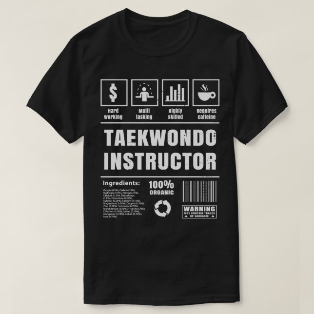 Camiseta Entrenador del Taekwondo Sensei Gift Mart Único (Diseño del anverso)