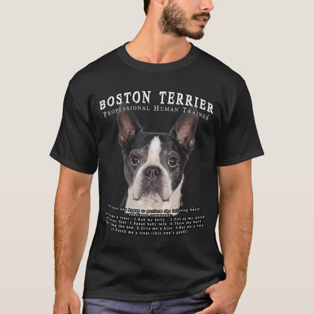 Camiseta Entrenador humano del dueño del Boston Terrier (Anverso)