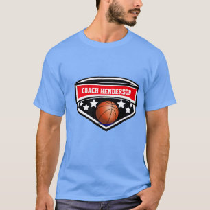 Camiseta Entrenador personalizado de baloncesto rojo, negro