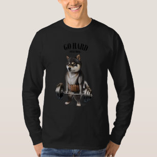 Camiseta Entrenamiento muscular de perro chiba negro con ar