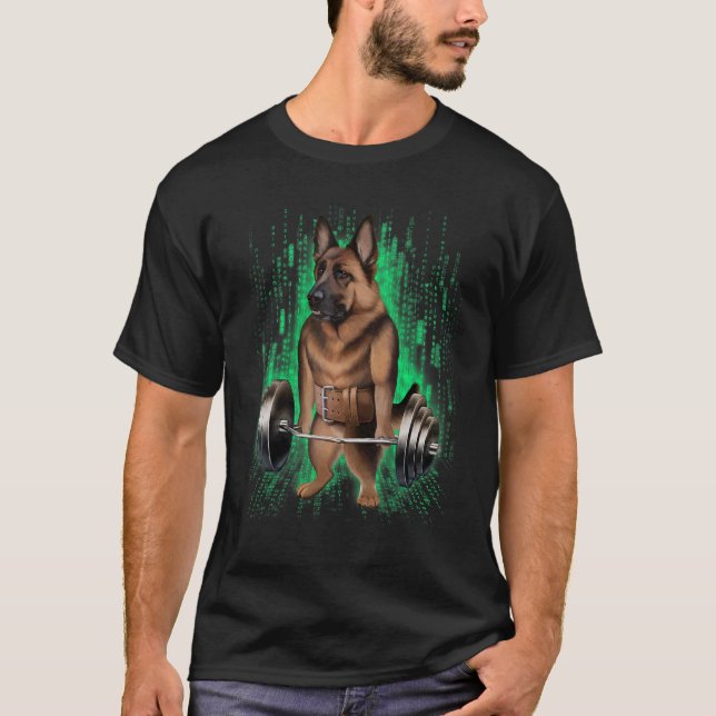Camiseta Entrenamiento muscular de perro pastor alemán con  (Anverso)
