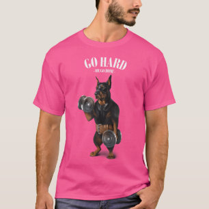 Camiseta Entrenamiento Músculo Doberman Perro Con Dumbbell 